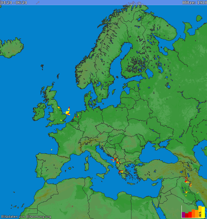 Lightning map Europe 2022-05-25 20:40:08